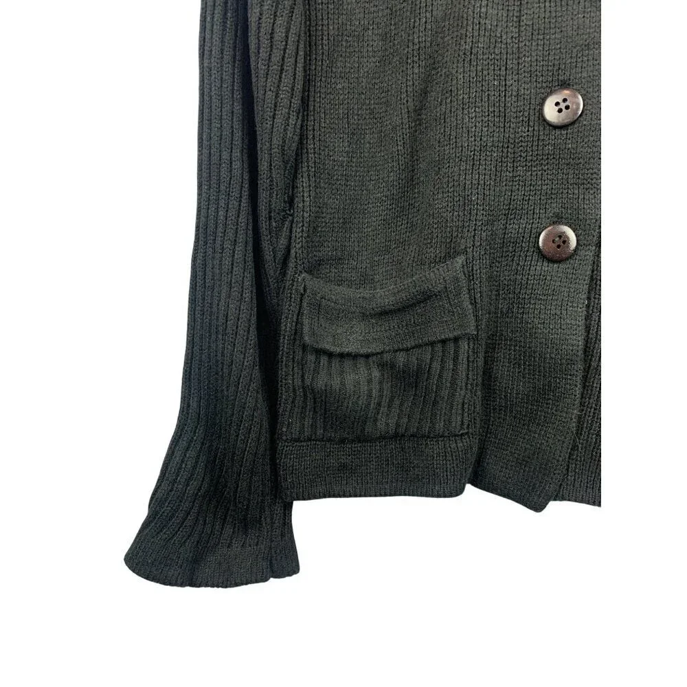 Women’s Vintage Ms. Doris Black Cardigan Sweater With Pockets Size S